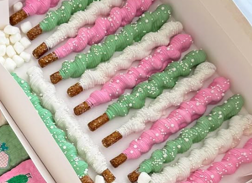 Sweet Treats by the dozen!-Chocolate and Caramel Covered Pretzel Rods