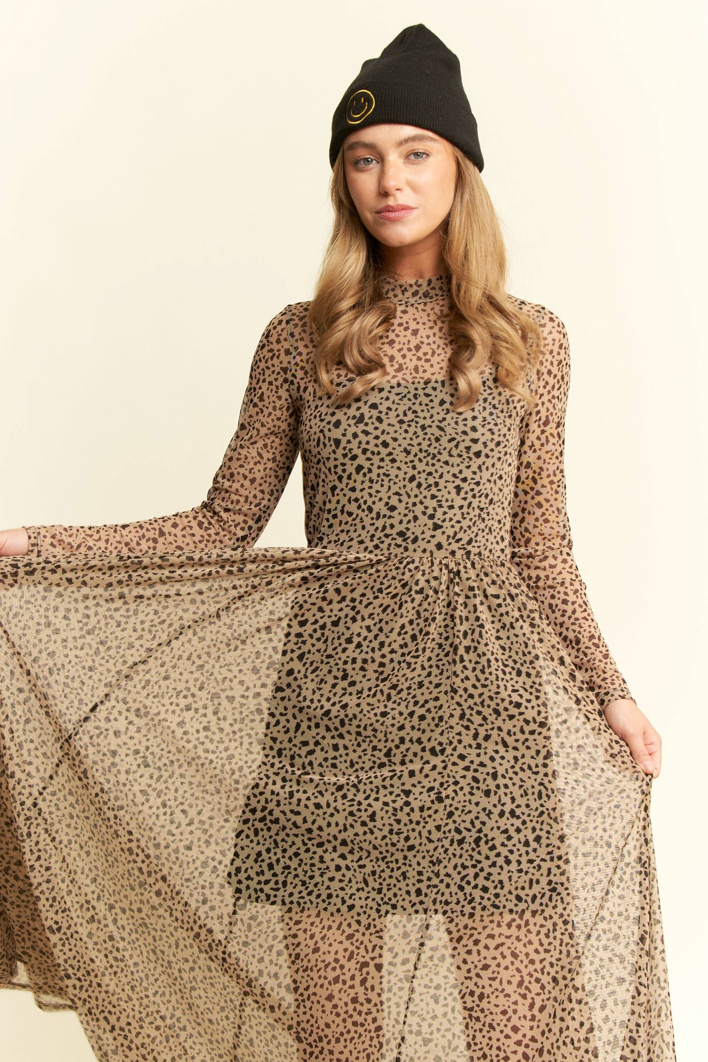 LEONA-PLUS SIZE ANIMAL PRINT MESH MAXI DRESS