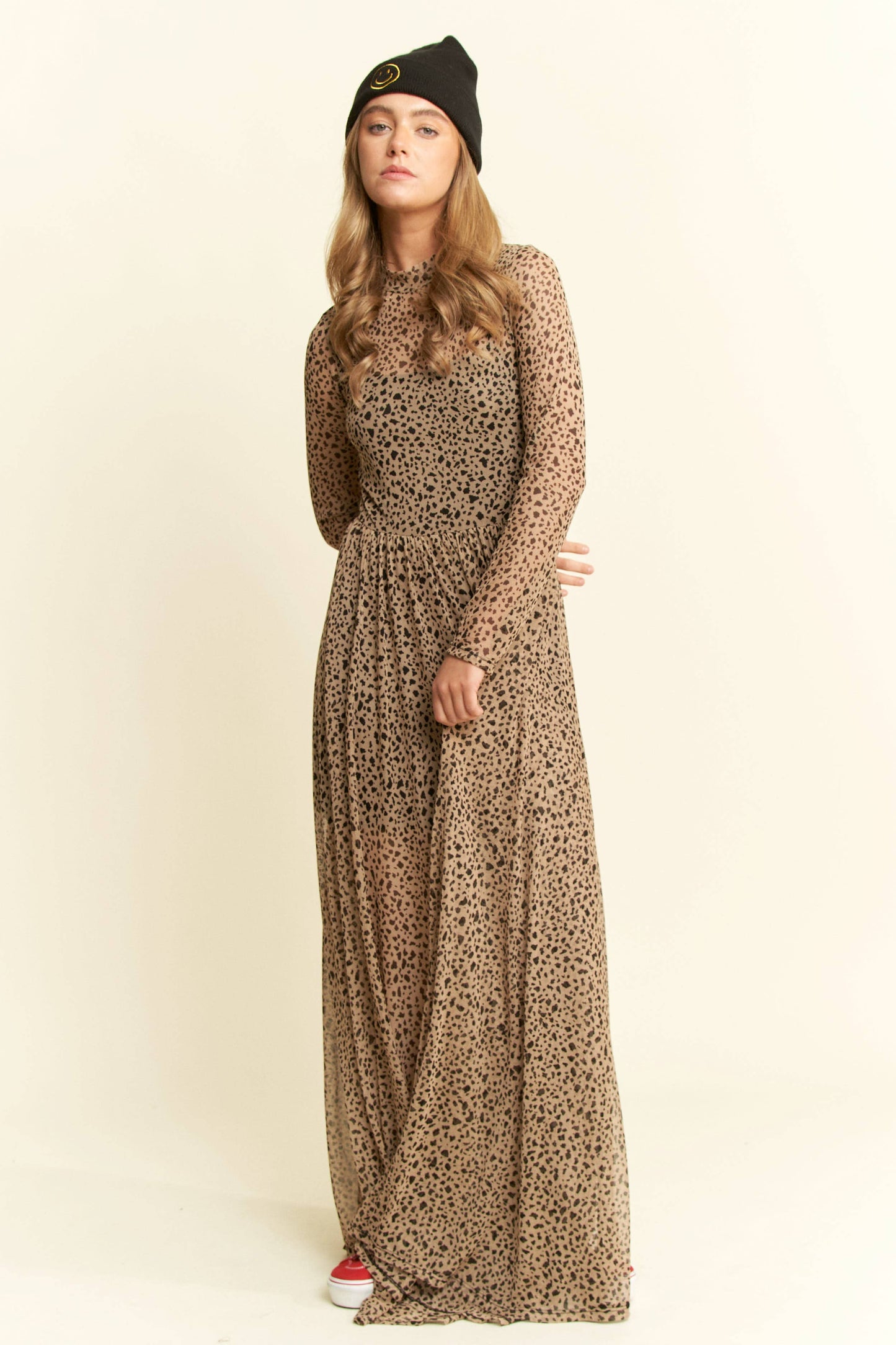 LEONA-PLUS SIZE ANIMAL PRINT MESH MAXI DRESS