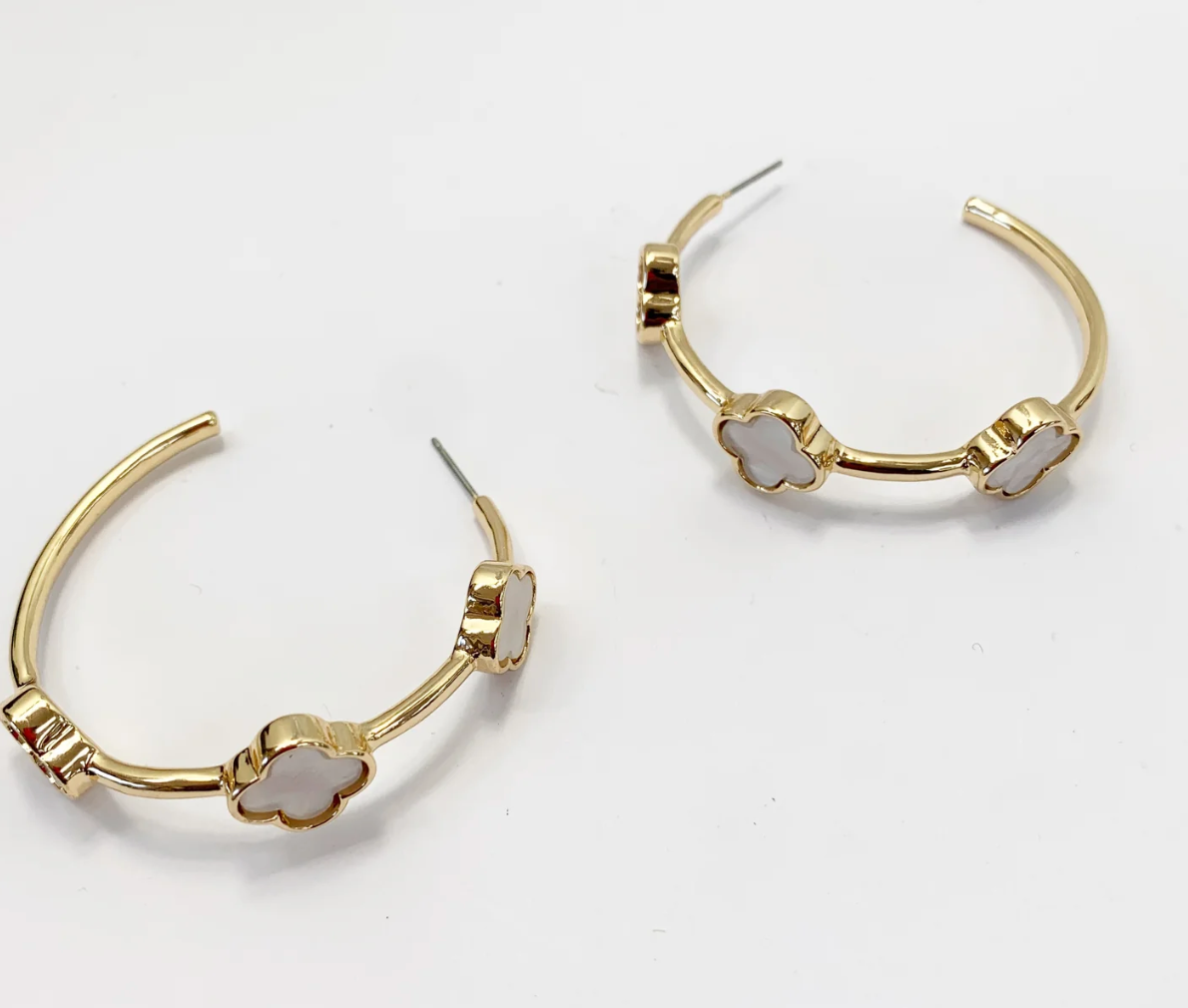 Dani Hoop Earring Gold-White-E0559 25E5113