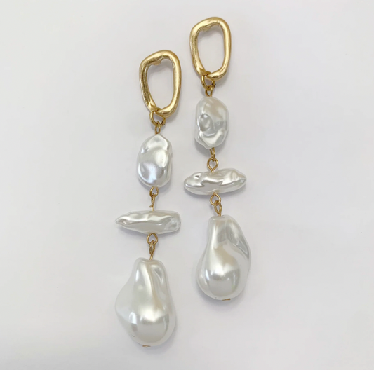 Ashley Dangle Earring Gold-Pearl-E0022 28423