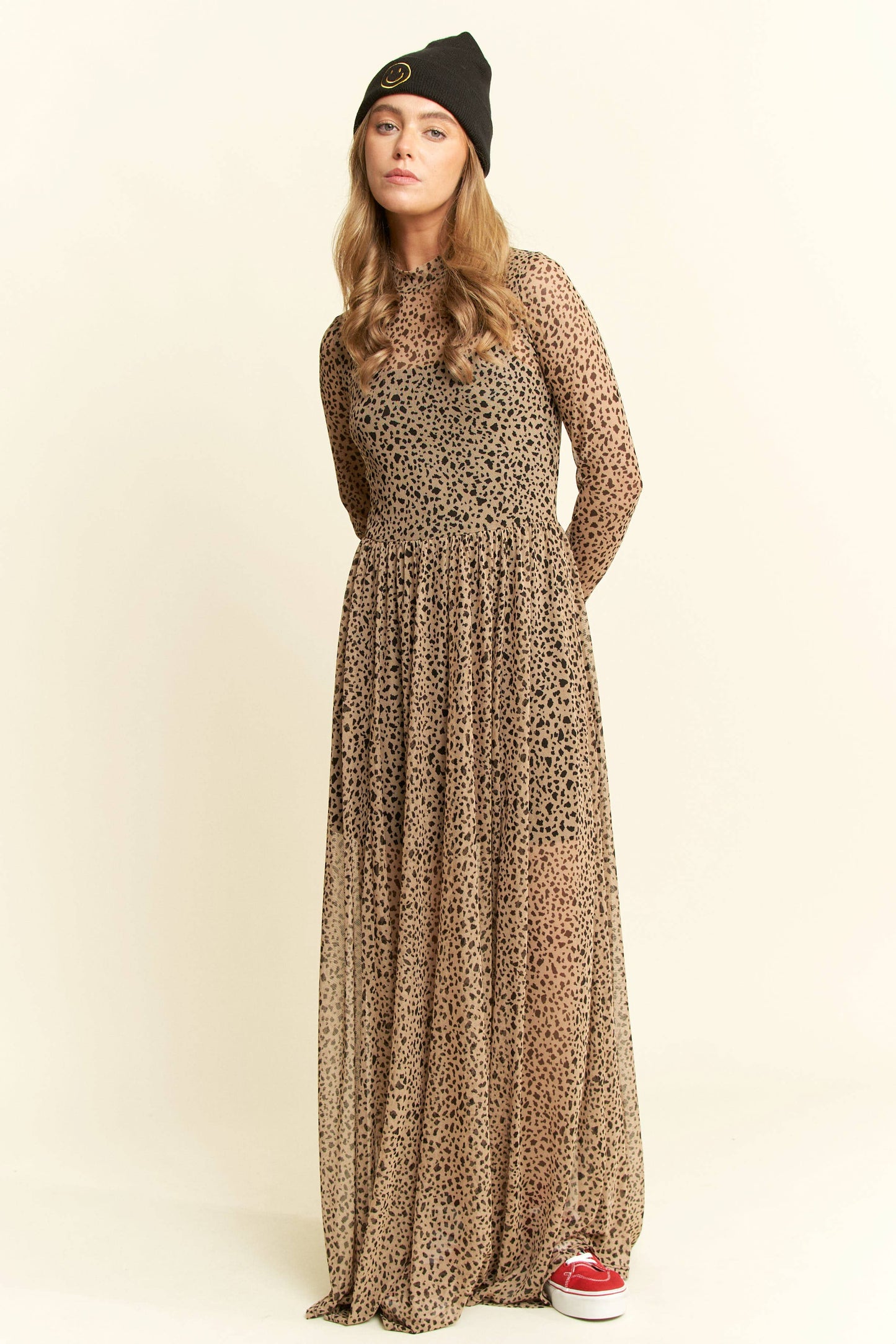 LEONA-PLUS SIZE ANIMAL PRINT MESH MAXI DRESS