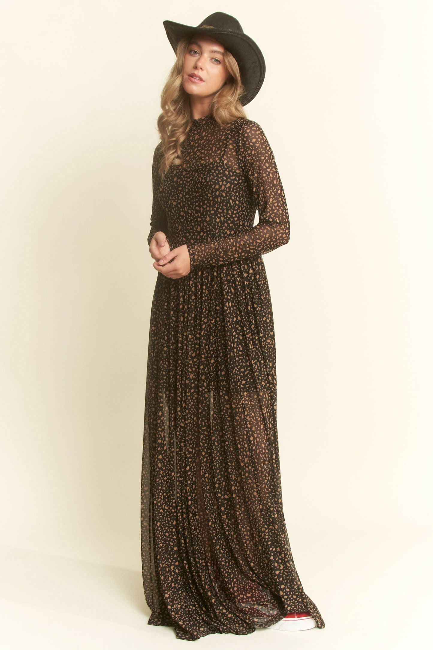 LEONA-PLUS SIZE ANIMAL PRINT MESH MAXI DRESS