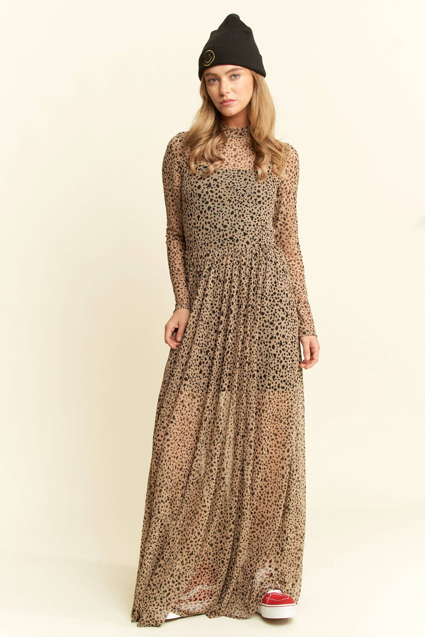 LEONA-PLUS SIZE ANIMAL PRINT MESH MAXI DRESS